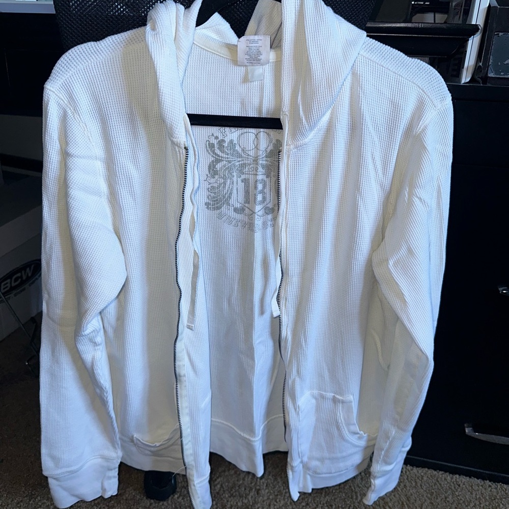 XL white womens Hooded zippered thermal with interior Logo old navy
